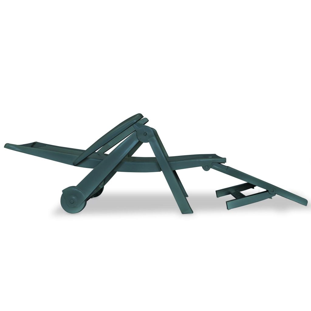 Veryke Outdoor Folding Chaise Lounge, Reclining Patio Chairs with Wheels in Green