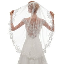 EllieWely 1 Tier Fingertip Length 90 cm(35 inch) Lace Edge Wedding Accessory Wedding Bridal Veil With Metal Comb L69