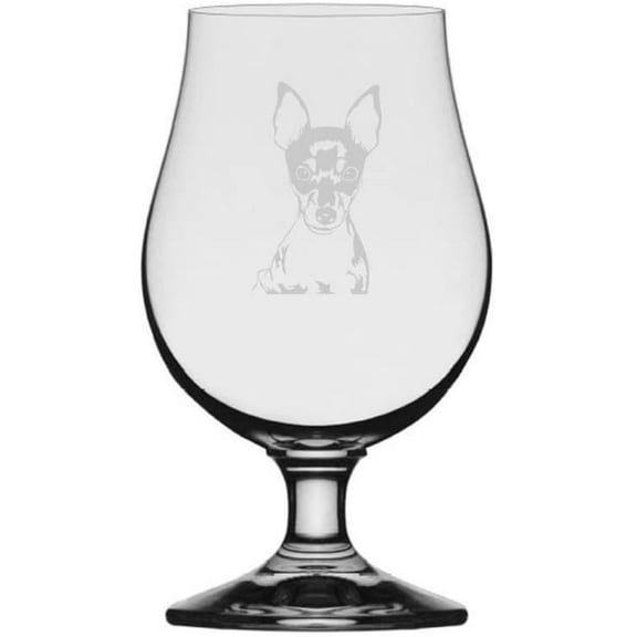 Toy Fox Terrier Dog Themed Etched 13.25oz Iona Beer Glass