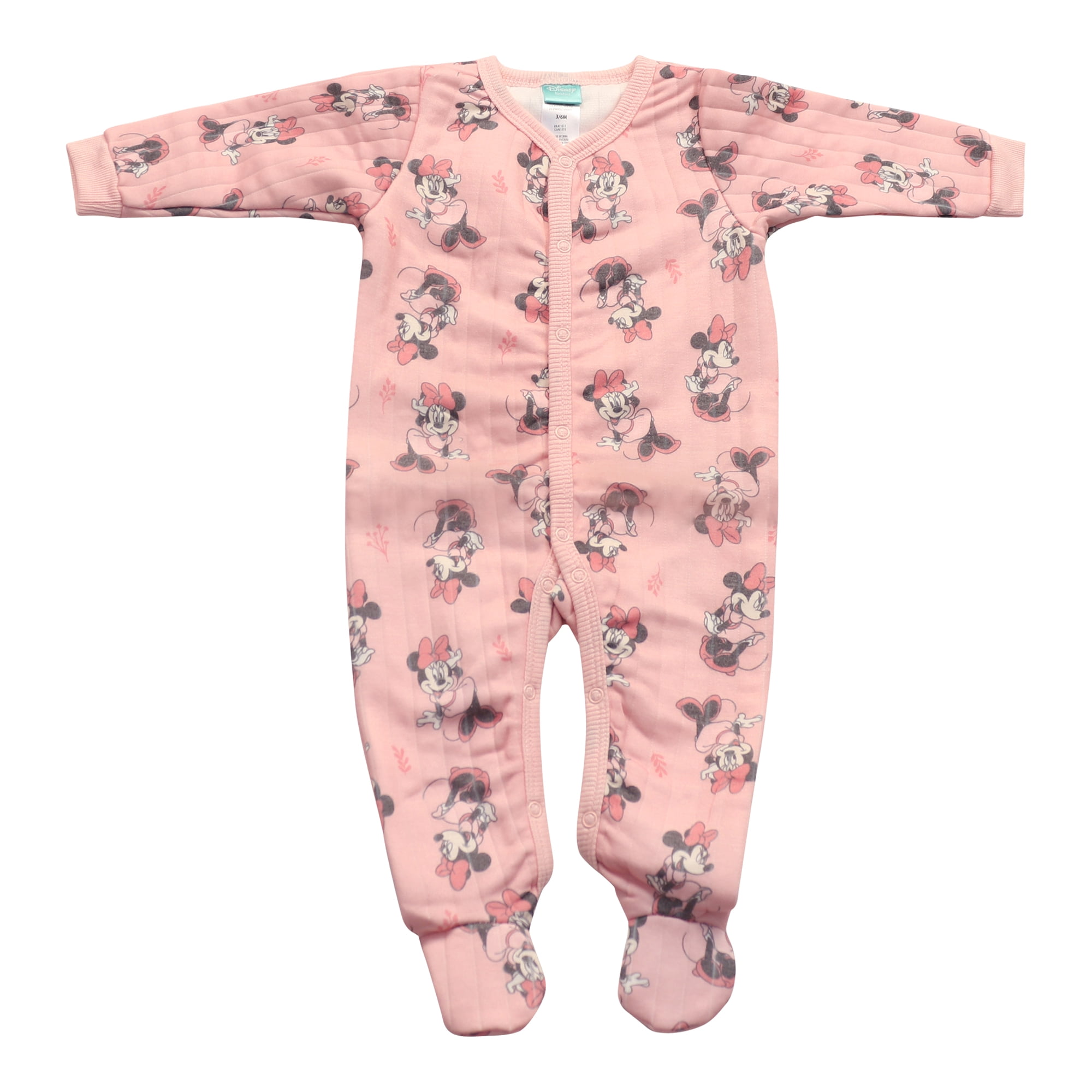 Disney Clothes Baby Girls 2-Pack Quilted Footie Coveralls - Minnie Mouse, Princess Cinderella and Tiana Bodysuits (0/3M-6/9M)
