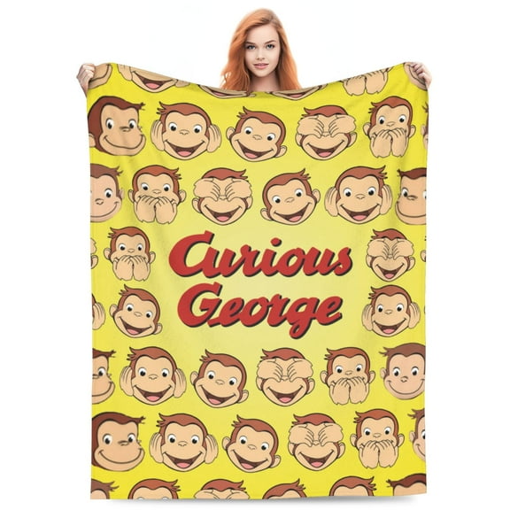 Curi-ous Geor-ge Blankets Lightweight Throw Blanket Soft Fleece Blanket Birthday Sofa Bedding Blanket For All Season 40"x30"