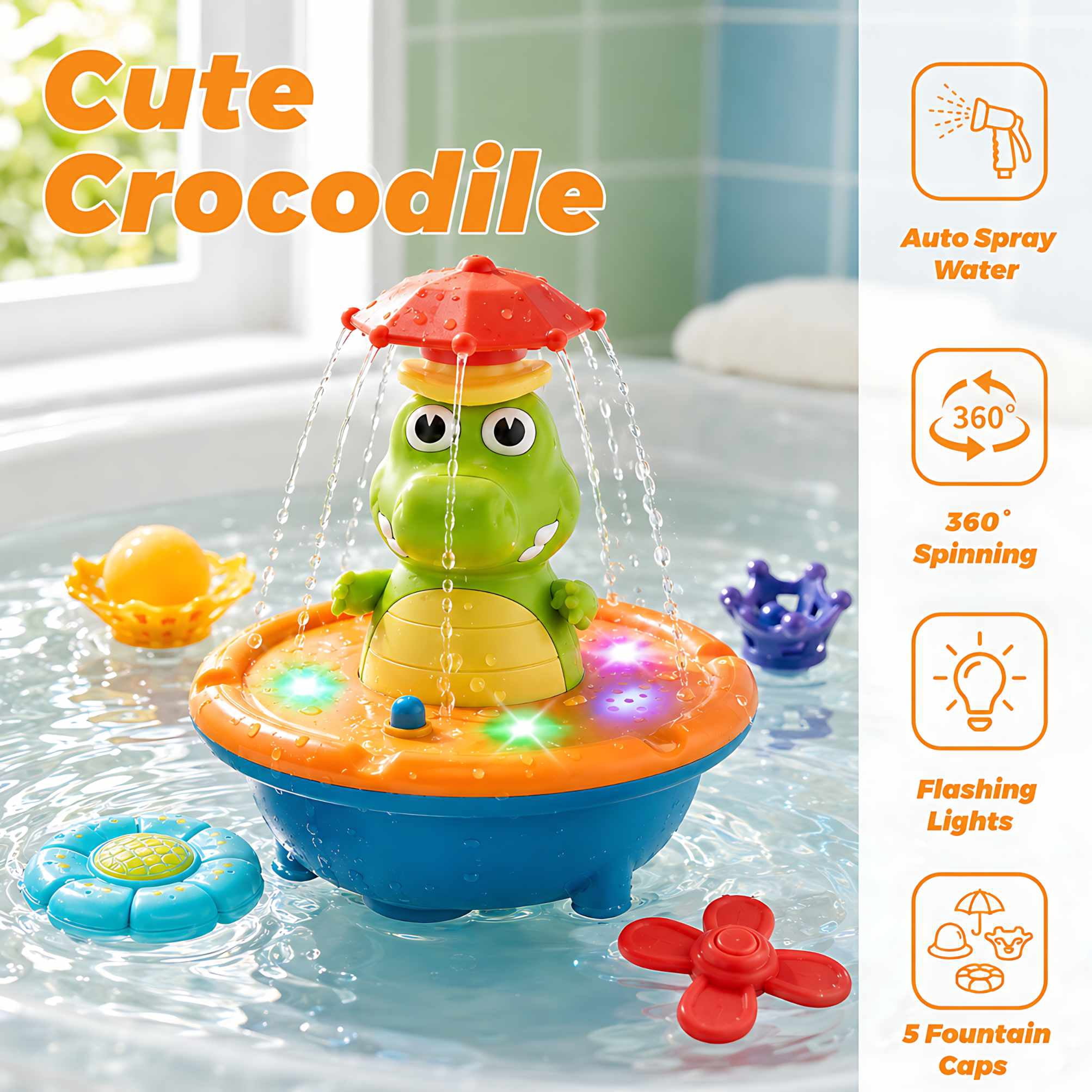 Cute Crocodile Fountain Bath Toy