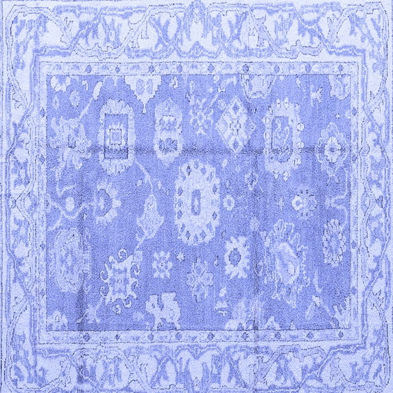 Ahgly Company Machine Washable Indoor Square Abstract Blue Modern Area Rugs, 7' Square