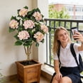 thumbnail image 3 of Artificial Hydrangea Bush with Ground Stake - 35.4Inch Faux Flower Plant in Light Pink for Outdoor Patio Garden Yard Lawn Decor - Fake Floral Arrangement for Home Porch Balcony Landscaping, 3 of 7