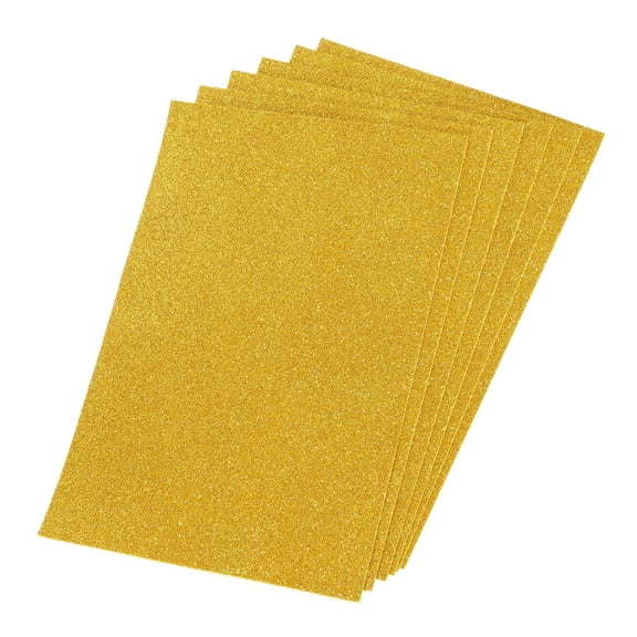 Glitter EVA Foam Sheets Soft Paper Self-Adhesive 11.8 x 7.8 Inch Gold Tone 6 Pcs