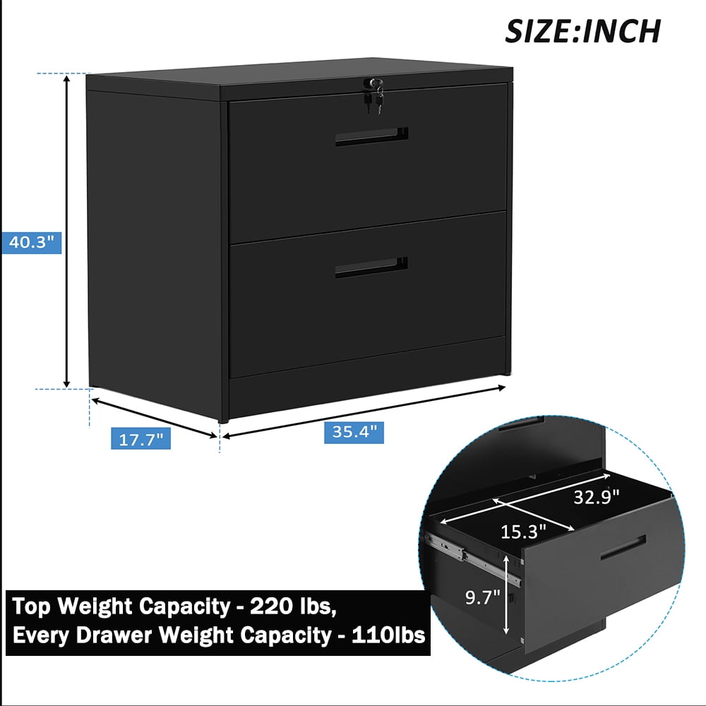 Metal File Cabinet 2 Drawer Heavy Duty Lateral File Cabinet With