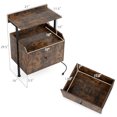thumbnail image 4 of Giantex Nightstand w/LED Lights & Charging Station, Bedside Table w/Storage Shelves, Brown, 4 of 8