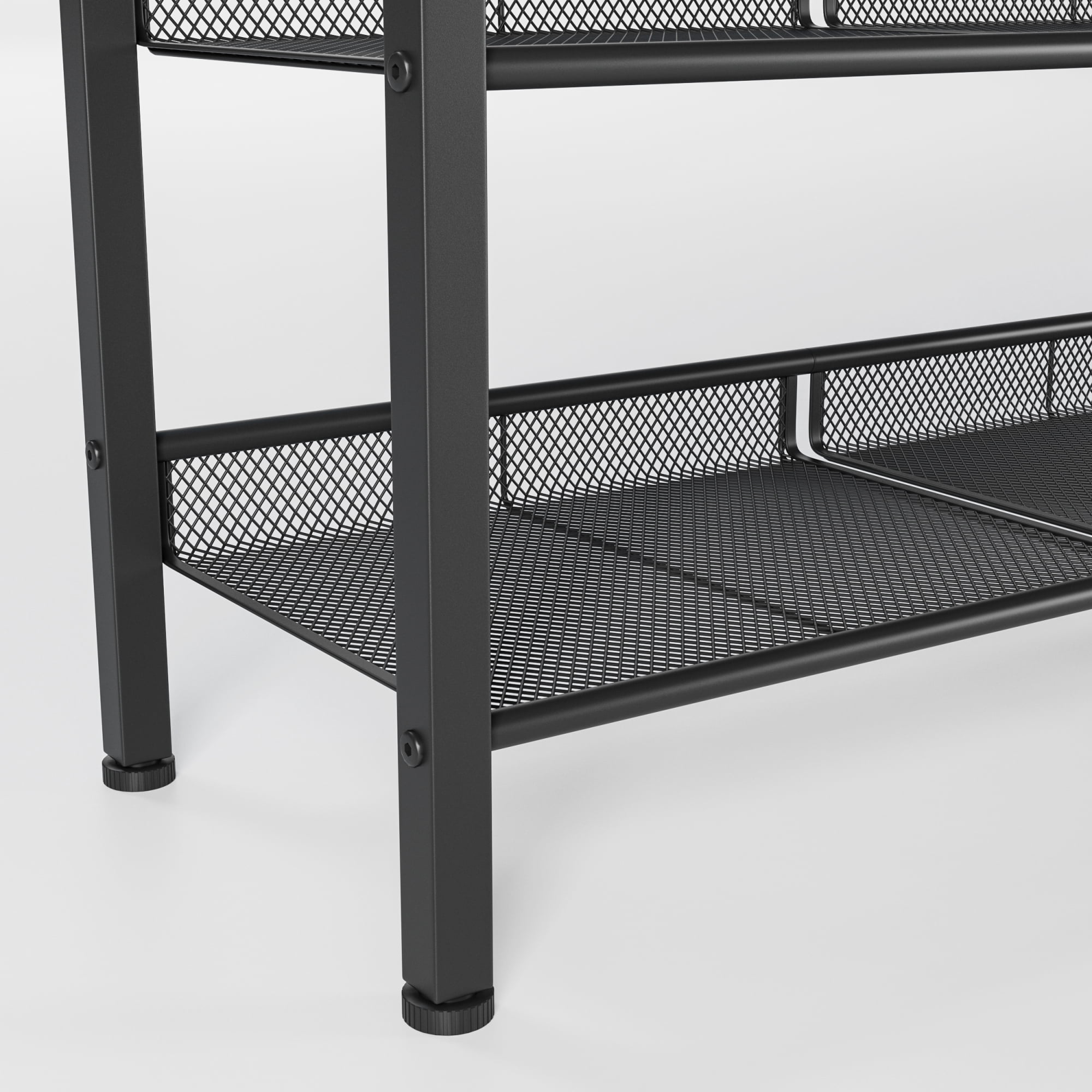 Leumius Adjustable 5-Tier Industrial Shoe Rack, Country Style Shoe Storage Organizer with 4 Mesh Shelves, Freestanding Shoe Rack for Entryway, Porch, Living Room and Bedroom