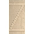 thumbnail image 2 of Ekena Millwork 22"W x 50"H Rustic Four Board Joined Board-n-Batten Sandblasted Faux Wood Shutters w/Z-Board (Per Pair), Primed Tan, 2 of 10