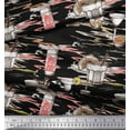 thumbnail image 2 of Soimoi Black Cotton Voile Fabric Lemon Slice & Soft Drink Beverages Print Fabric by the Yard 42 Inch Wide, 2 of 3