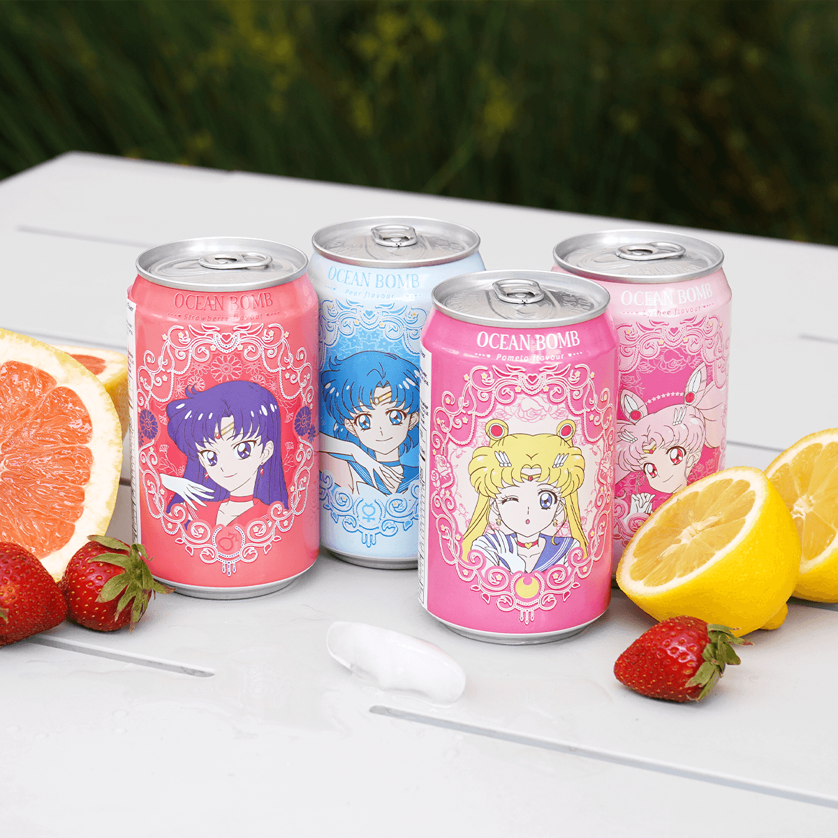 Ocean Bomb Sailor Moon Sparkling Water Flavor - 6 Packs, 11.10 FL (330ml) each - Variety Pack, Random Design - Limited Edition