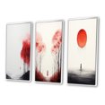 thumbnail image 3 of Designart "Minimal Serenity Moonlit Wanderings II" Abstract Landscape Framed Wall Art Set Of 3 - Red Abstract Landscapes Frame Canvas Set For Living Room Decor, 3 of 6
