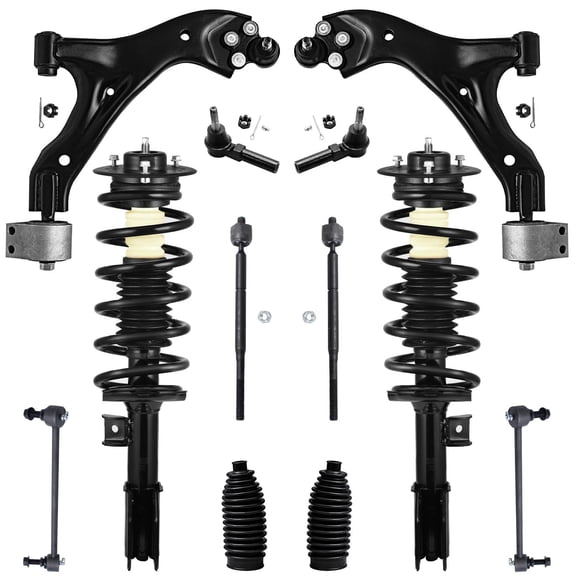 Detroit Axle - 12pc Front End Suspension Kit for 2005-2006 Chevy Equinox Pontiac Torrent, 2 Lower Control Arms w/Ball Joint 4 Tie Rods 2 Sway Bars 2 Struts & Coil Spring 2 Boots Replacement