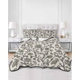 thumbnail image 3 of Sage Green Leaf Twin Size Down Alternative Comforter, Lightweight Comforter Quilt Bedding Set with Pillow Shams Vintage Farmhouse Boho Pastoral Tribal All Seasons Bed Comforter Duvet Insert 68"x86", 3 of 7