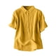 thumbnail image 1 of Vestidos Casuales Para Mujer, Blusas De Mujer De Moda Blusa informal de lino de manga corta con botones y solapa de color liso para mujer, 1 of 4