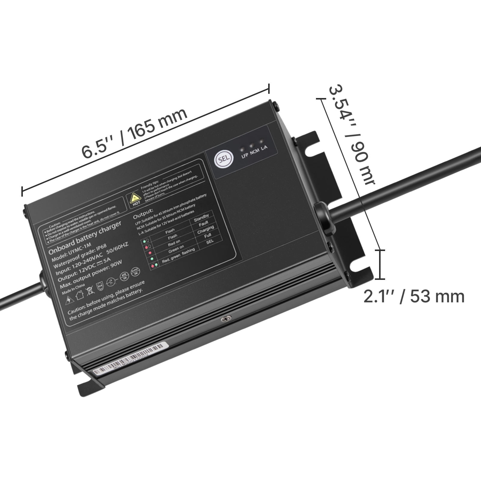 KFFKFF 1-Bank 5A 12V Onboard Marine Battery Charger, IP68 Waterproof Smart Charger for Lithium-Ion (LiFePO4), NCM, and Lead-Acid Batteries, Suitable for Boats, Yachts, RVs, and Trailers
