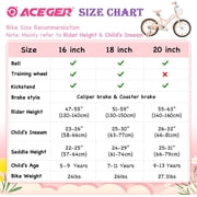 ACEGER 18 Inch Bike with Basket and Training Wheels for Girls Ages 7-11, Pink