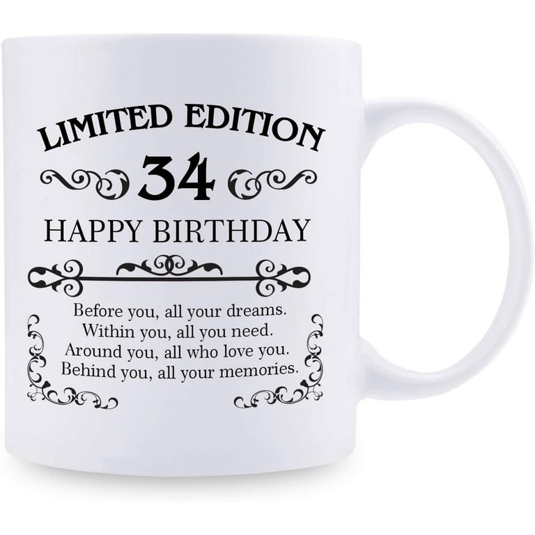 34th Birthday Gifts for Women Men 11 oz Coffee Mug 34 Year Old