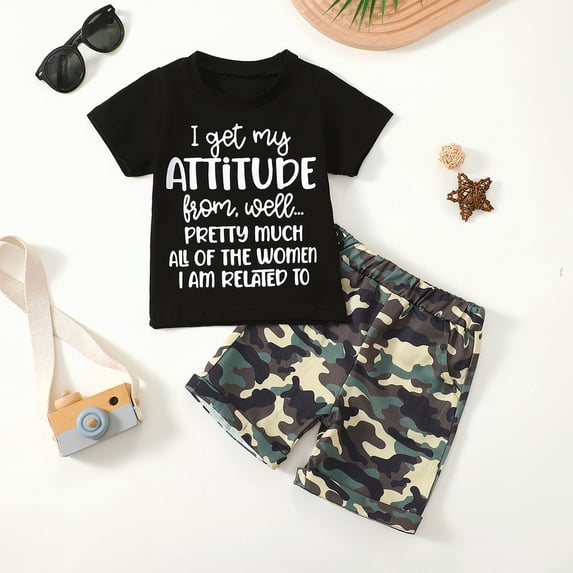 Faraee Toddler Boy Summer Outfit 2 Piece Short Sleeve T Shirt and Shorts Set Dinosaur Print Soft Cotton Baby Clothing (3-4 Years,AG)