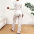 thumbnail image 5 of Women's Long Sleeve Long Pants Pajama Set - Outdoor Wear Suitable Loungewear - White Size L, 5 of 5