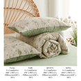 thumbnail image 4 of 3 Pieces Beige Green Floral Reversible King Comforter Set Aesthetic Cottagecore Style Green Leaf Soft and Lightweight Bedding Set, 4 of 8
