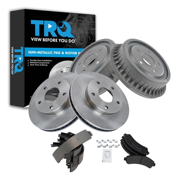 TRQ Front & Rear Brake Pad & Rotor,Shoe & Drum Kit Semi-Metallic Fits 1997 Chevrolet Blazer 1998-2003 S10