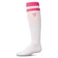thumbnail image 2 of MeMoi Ribbed Varsity Stripe "Checkered Heart" Cotton Rich Knee Sock - Girls - Female, 4, Black, 2 of 11