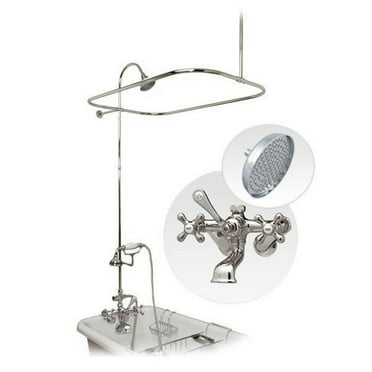 60 Inch Clawfoot Tub Wall Mount Shower Enclosure with Faucet and Rain Shower Head