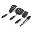thumbnail image 1 of Silicone Spatula Set Classic Slotted Turner Food Tongs, 4Pcs/Set 230 Degrees Celsius  Heat   Kitchenware Kit, Black, 1 of 8