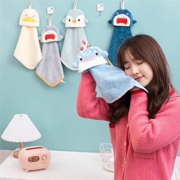 Lovely Animals Toalla de mano para cocina Hanging Loop Soft Coral Soft Dish