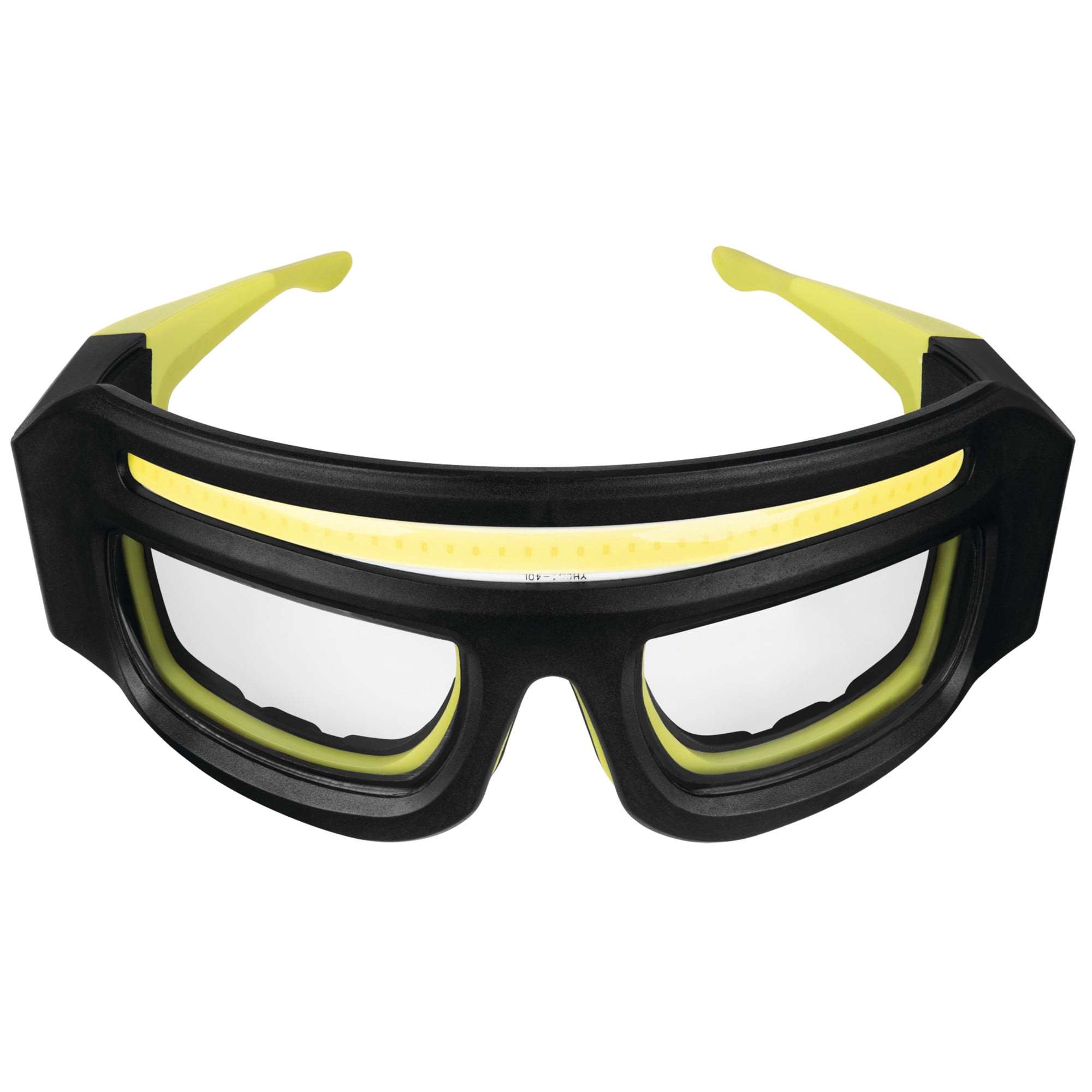 Performance Tool W2699 FIREPOINT 250LM Li-Ion Lighted Safety Glasses - Cushioned Insert, Water-Resistant, Anti-UV, Anti-Scratch, Impact-Resistant, Black/Green