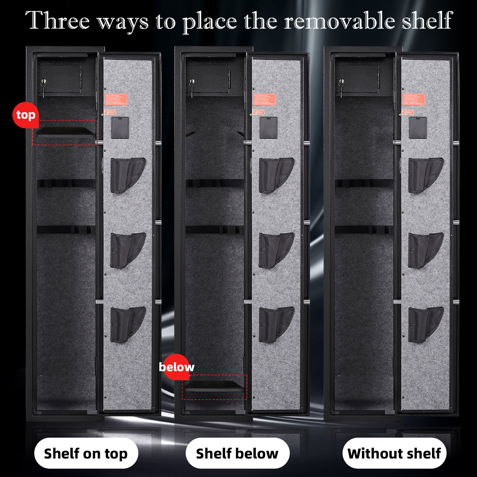 Gun Safe Cabinet,KEPMOVEU 5 Gun Safes for Home Rifles and Pistols,Quick Access Rifle Safe by Digital Keypad,Gun Cabinet with Lock Box Alarm System Adjustable Shelf for Home,Office