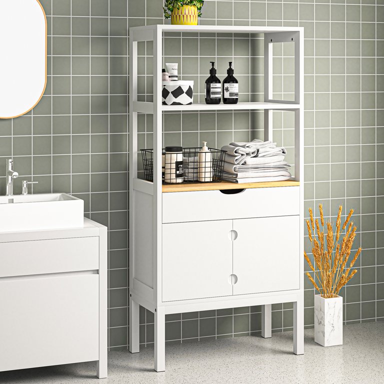 ANTSKU Narrow Bathroom Floor Cabinet, Small Bathroom Storage Cabinet with 4  Drawers, Freestanding Bathroom Cabinet Organizer for Bathroom, Laundry