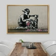 thumbnail image 3 of wall26 Framed Canvas Print Wall Art Banksy Kid Sews United Kingdom Flags Graffiti &amp; Street Art Pop Culture Illustrations Pop Art Bohemian Dark for Living Room, Bedroom, Office - 24"x36", 3 of 5