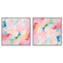 Art Remedy Saturaded Colors Art Canvas, 40" x 40", Silver Frame, Soft Swirls II Set