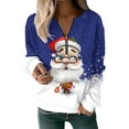 thumbnail image 1 of Innerwin Pullover Christmas Ladies Xmas Tops Work V Neck Casual Sweatshirt Dark Blue S, 1 of 2