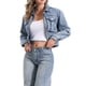 thumbnail image 4 of CHAQUETA DE MEZCLILLA CASUAL PARA MUJER INSPIRE CHIC CON CREMALLERA Y MANGAS LARGAS, BOLSILLOS, LONGITUD CORTA, TALLA XL, AZUL DESGASTADO, 4 of 6