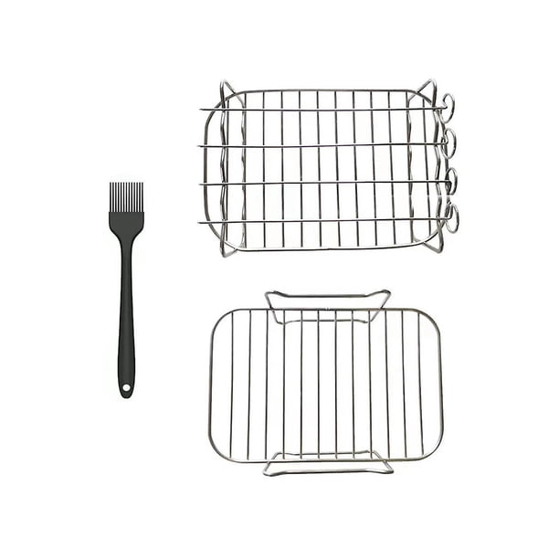 Accesorio para Baño María DENGXMXG Rejilla para Freidora de Aire 2 Piezas con 4 Brochetas y Cepillo