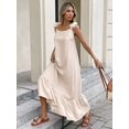 thumbnail image 3 of Apricot Womens Sleeveless Ruffle Hem Maxi Dress With Open Back And Tie Detail, 3 of 8