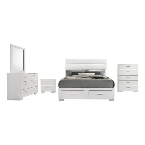 Felicity 5-piece Queen Platform Bedroom Set White