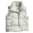 thumbnail image 2 of Fanxing Women Cropped Puffer Vest Sleeveless Down Jackets Warm Winter Stand Collar Gilet Coat Outwear White L, 2 of 6
