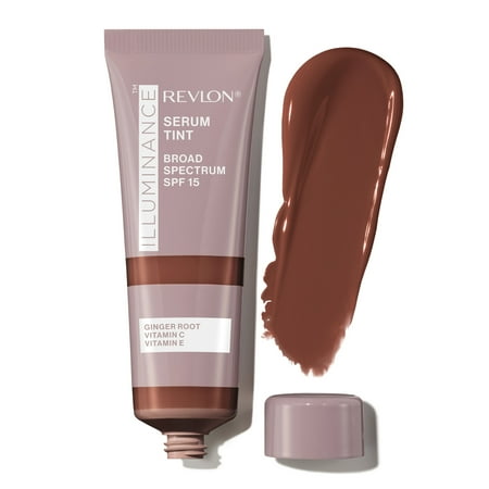 Revlon Illuminance Serum Tint, Liquid Foundation, Light Buildable Coverage, 605 Rich Mahogany, 0.94 fl oz.