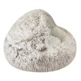 thumbnail image 1 of Cama de invierno larga de felpa para mascotas, cojín redondo para mascotas, casa para gatos, saco de dormir cálido 2 en 1 para mascotas, nido para mascotas pequeñas A, 1 of 5
