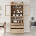 thumbnail image 3 of Harper & Bright Designs Tall Kitchen Pantry Cabinet with Power Outlets, Freestanding Cupboard with 3 Drawers and Adjustable Shelves for Dining Room, Natural, 3 of 18
