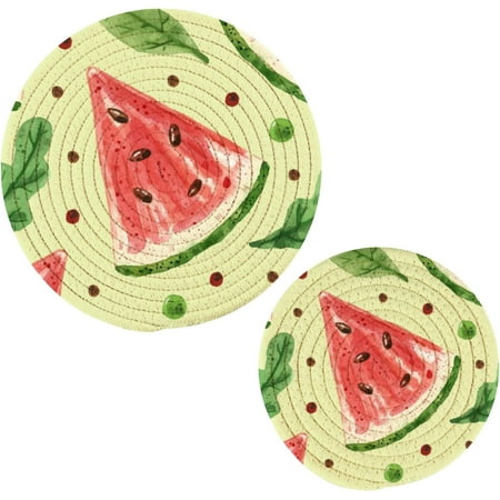 

SKYSONIC Watermelon Trivets Set of 2 Kitchen Decoration Pot Holders Set Heat Resistant Pot Holders Set for Hot Dishes/Pot/Bowl/Teapot/Hot Pot Holders