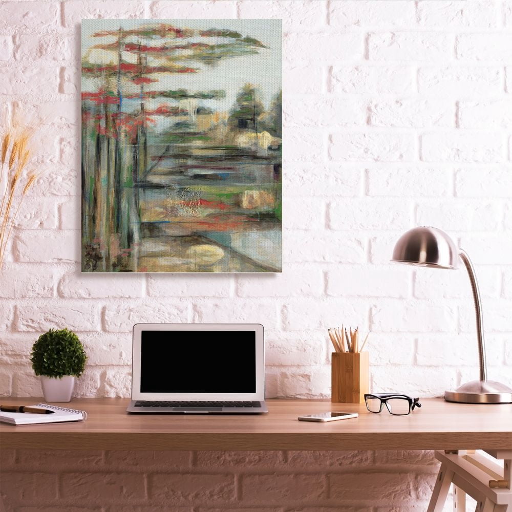 Stupell Industries Abstracted Pastel Landscape Red Green Blue Designed by Third and Wall