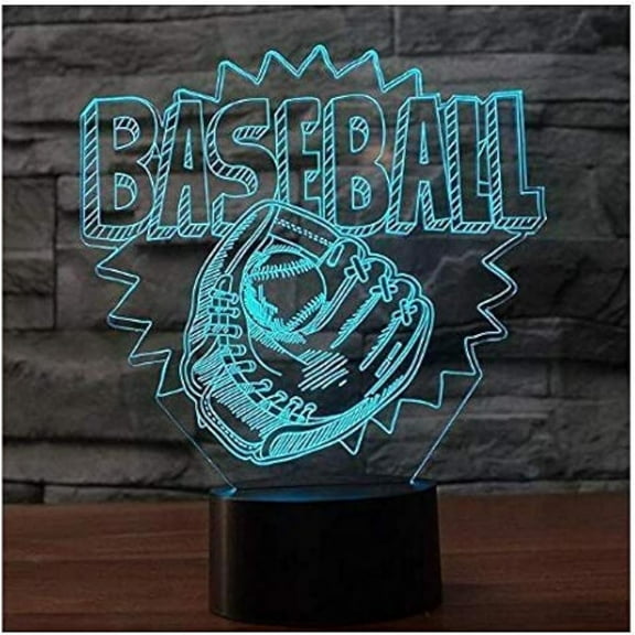 YSITIANNA 3D Baseball Glove Shape Led Night Light Touch Table Desk Optical Illusion Lamps 7 Color Changing Lights Home Decoration Xmas Birthday Gift STNL#4485