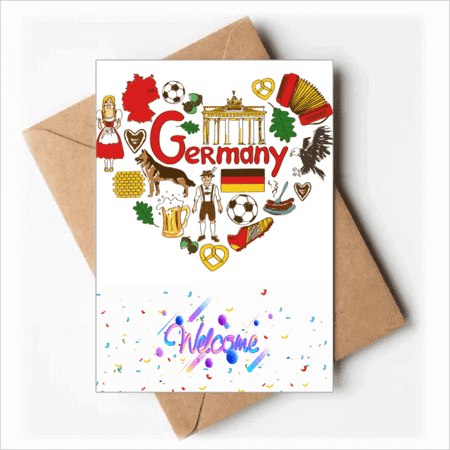 Germany Love Heart Landscap National Flag Welcome Back Greeting Cards Envelopes Blank