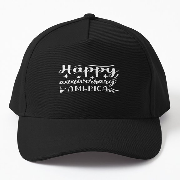 Happy Anniversary America Baseball Cap, National Celebration Statement Design, Classic Hat