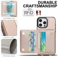 thumbnail image 3 of Wallet Case for iPhone 12 Pro Max, with Wrist Strap and Shoulder Strap, RFID Blocking Card Slots, Classic Kickstand Magnetic Flip PU Leather Phone Case Cover for iPhone 12 Pro Max, Rosegold, 3 of 8